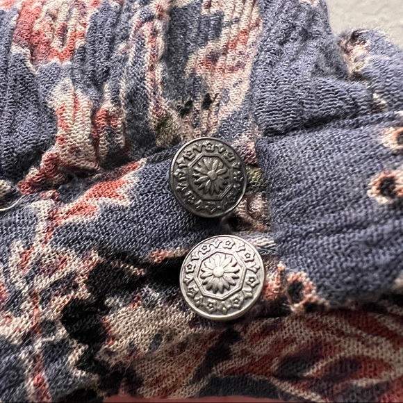 Free People Lucky Loosey Swing Dress Indigo Combo Size Large - Picture 15 of 16